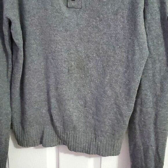 Marc Ecko Cut & Sew Gray High Neck Elbow Patches Wool Blend Sweater - Picture 4 of 13